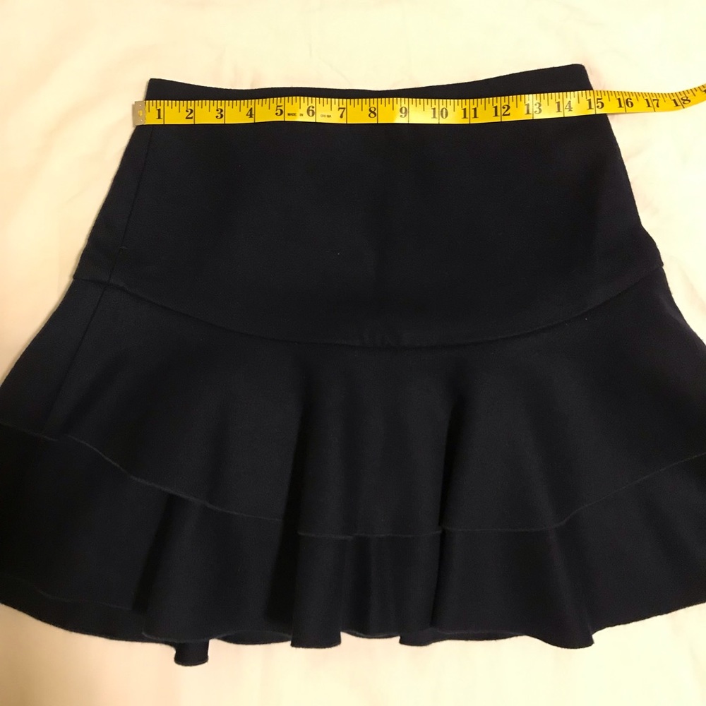 J Crew navy blue size 2 wool mini layer skirt